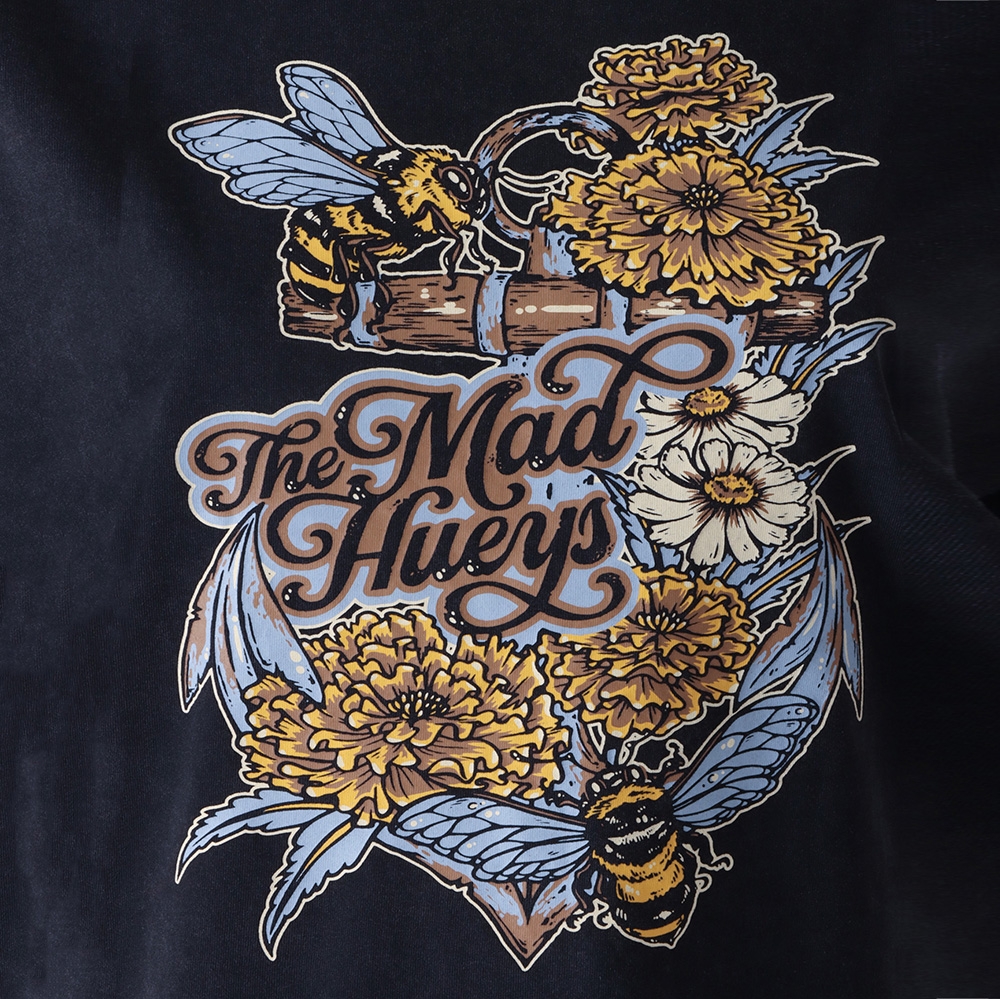 The Mad Hueys Marigold Anchor Womens T-Shirt Washed Black