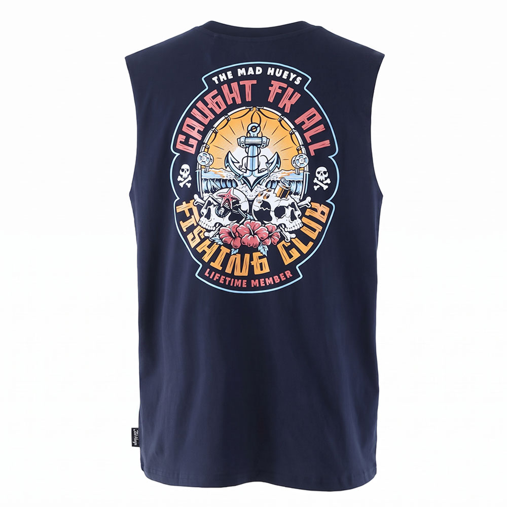 The Mad Hueys Caught Fk Skull Mens Muscle Tank Navy