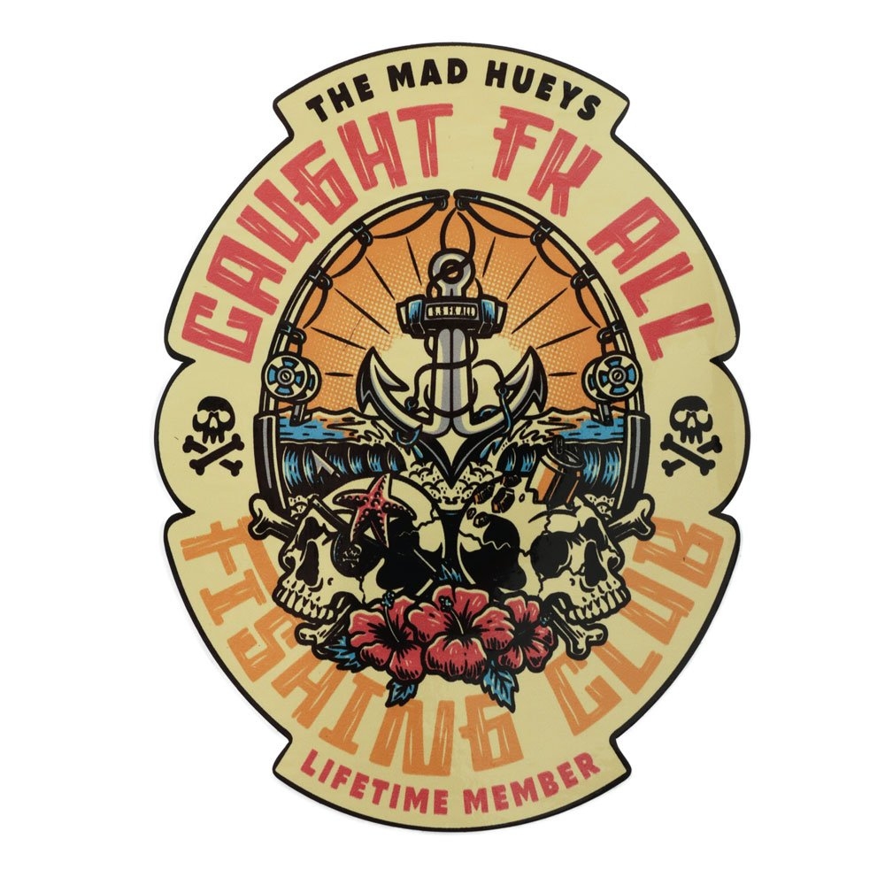 The Mad Hueys Caught Fk Skull Vinyl Sticker Yellow