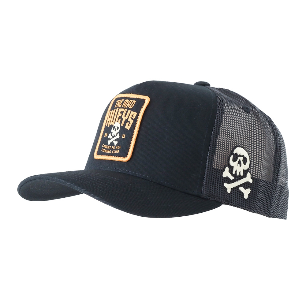 The Mad Hueys Caught Fk Skull Twill Trucker Cap Black