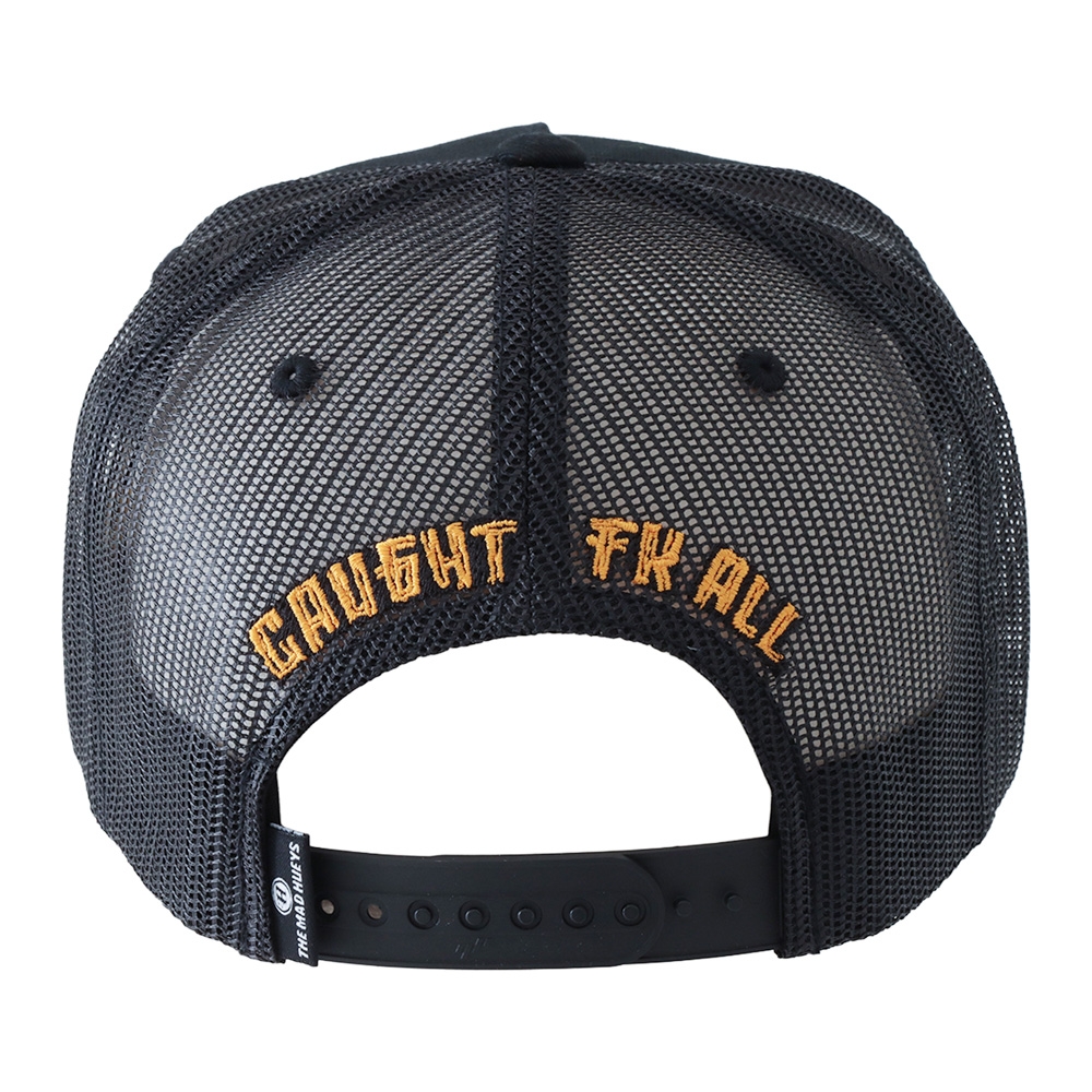 The Mad Hueys Caught Fk Skull Twill Trucker Cap Black