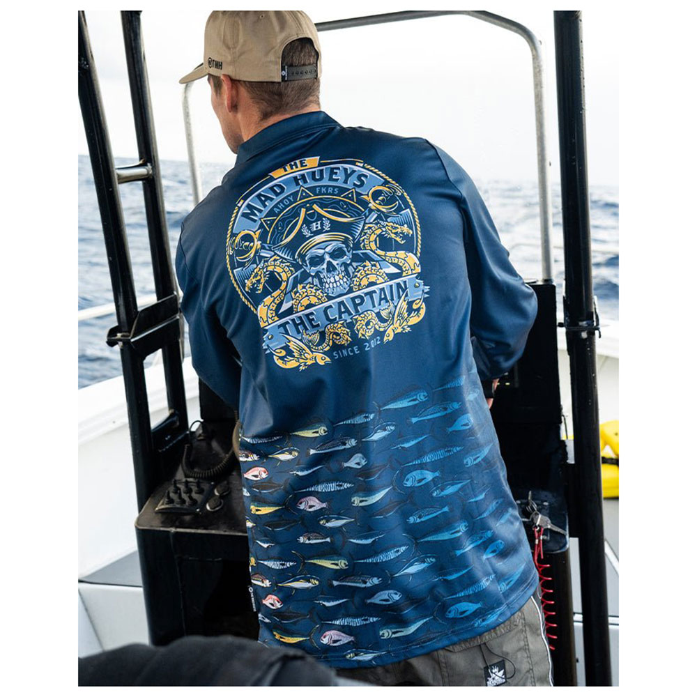 The Mad Hueys Dragon Captain Mens Fishing Jersey UPF50+ Navy