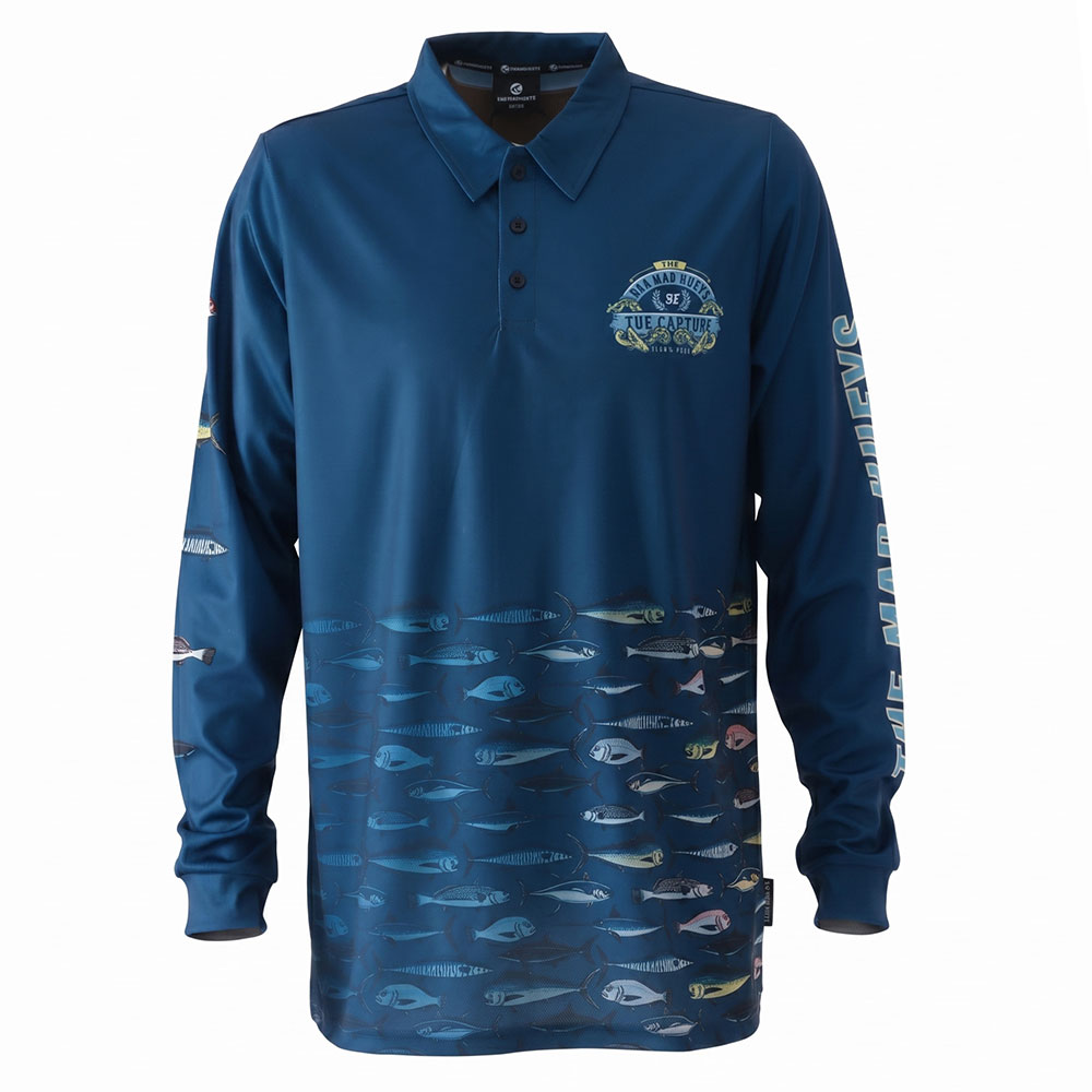 The Mad Hueys Dragon Captain Mens Fishing Jersey UPF50+ Navy