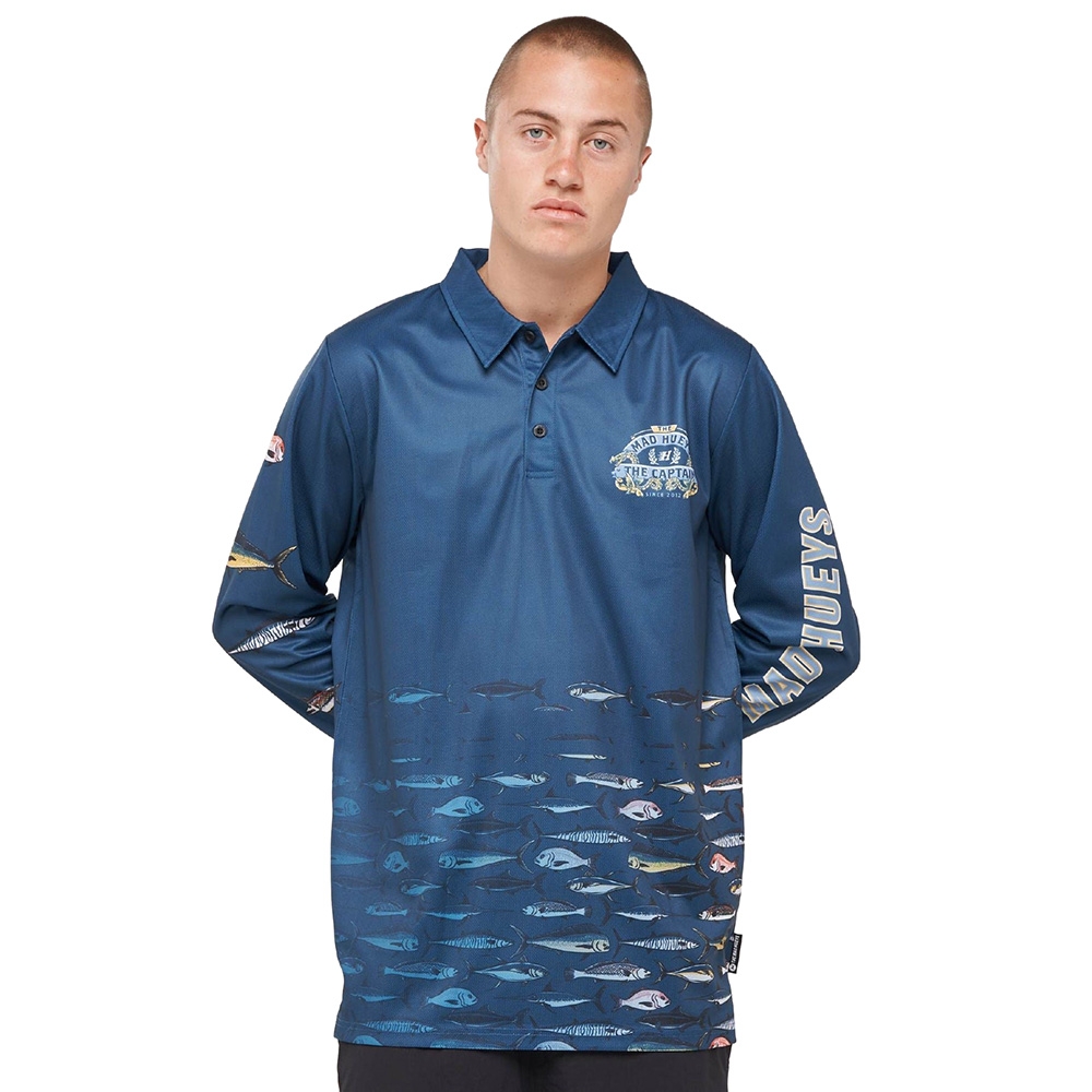 The Mad Hueys Dragon Captain Mens Fishing Jersey UPF50+ Navy