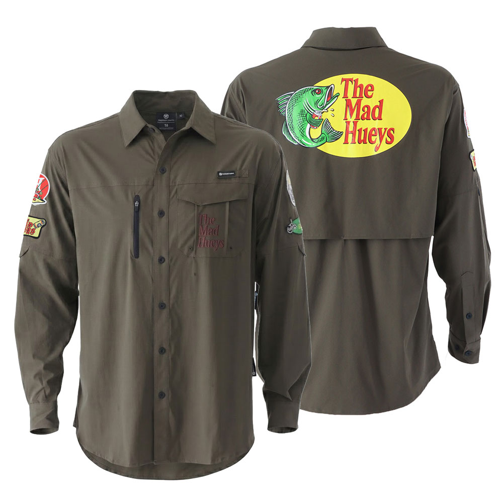 The Mad Hueys Pro Hueys Mens Fishing Shirt UPF50+ Olive