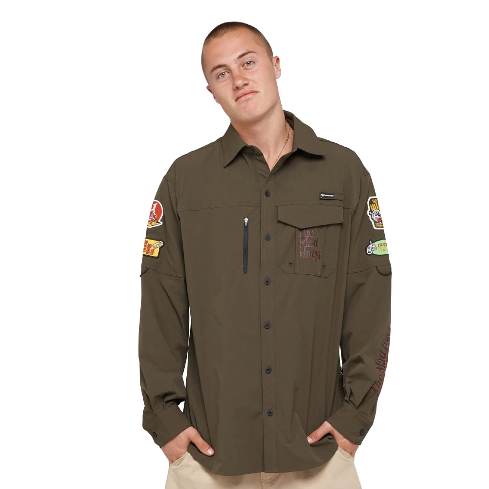 The Mad Hueys Pro Hueys Mens Fishing Shirt UPF50+ Olive