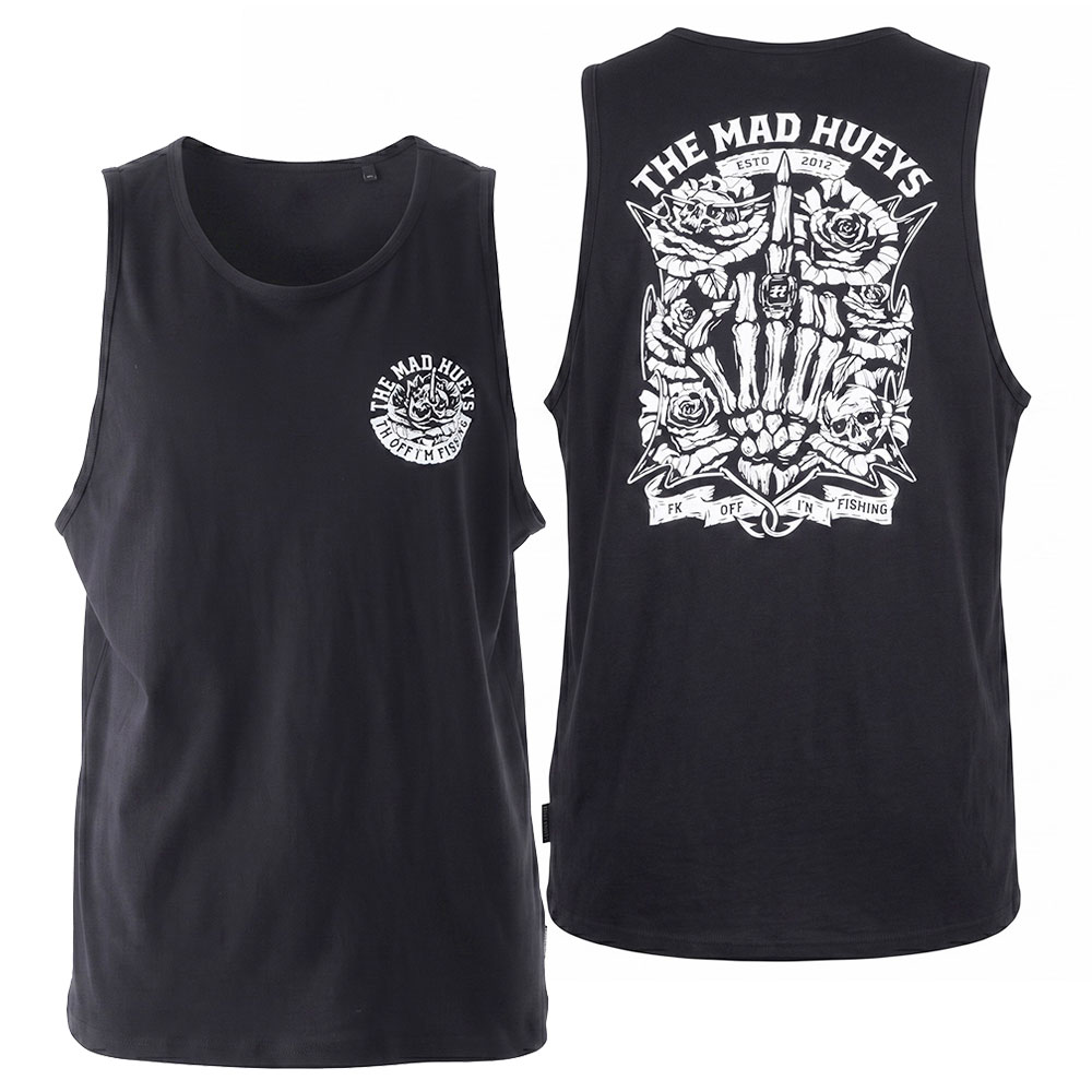 The Mad Hueys Shield Fk Off Mens Singlet Black