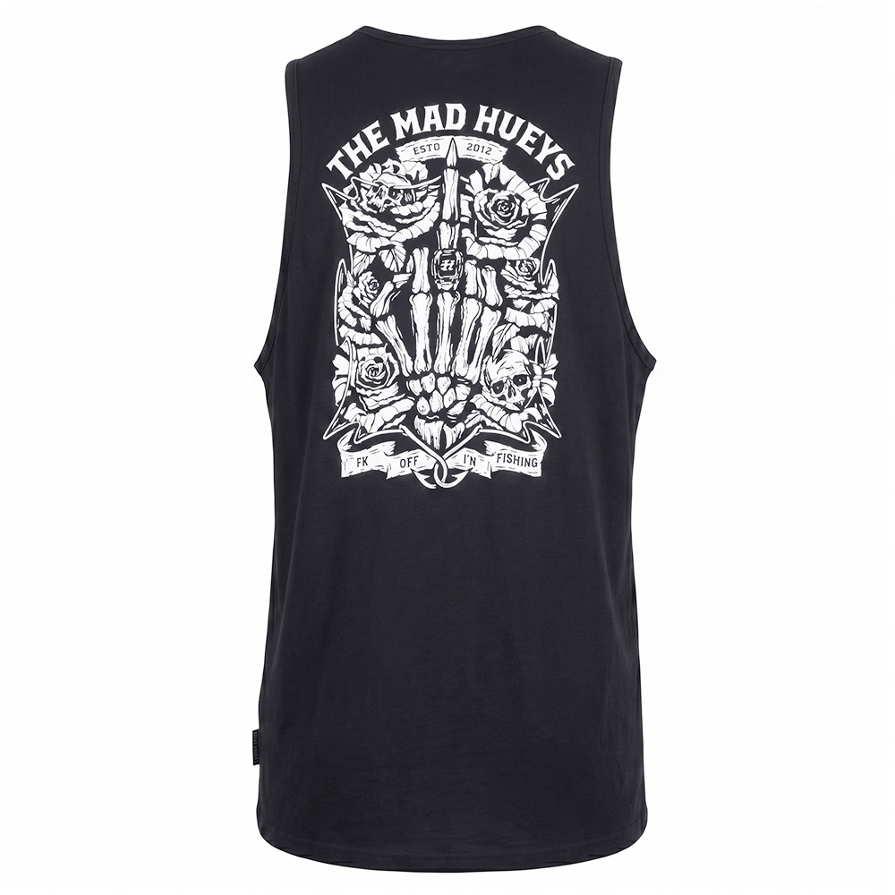 The Mad Hueys Shield Fk Off Mens Singlet Black