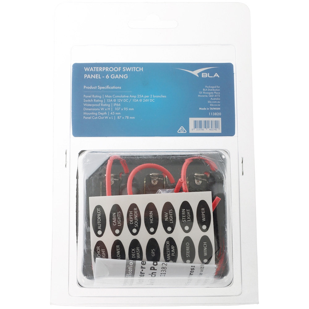 BLA Waterproof Switch Panel 6 Gang