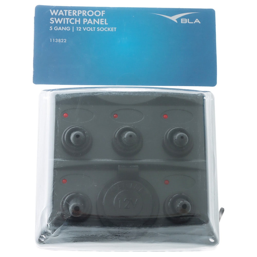 BLA Waterproof Switch Panel 5 Gang with 12V Socket
