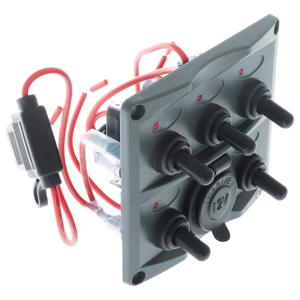 BLA Waterproof Switch Panel 5 Gang with 12V Socket
