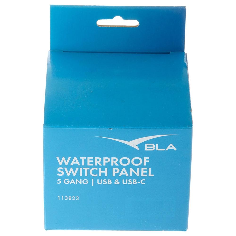 BLA Waterproof Switch Panel 5 Gang with USB and USB-C Socket