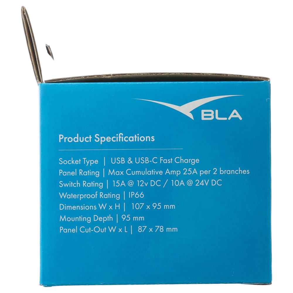 BLA Waterproof Switch Panel 5 Gang with USB and USB-C Socket