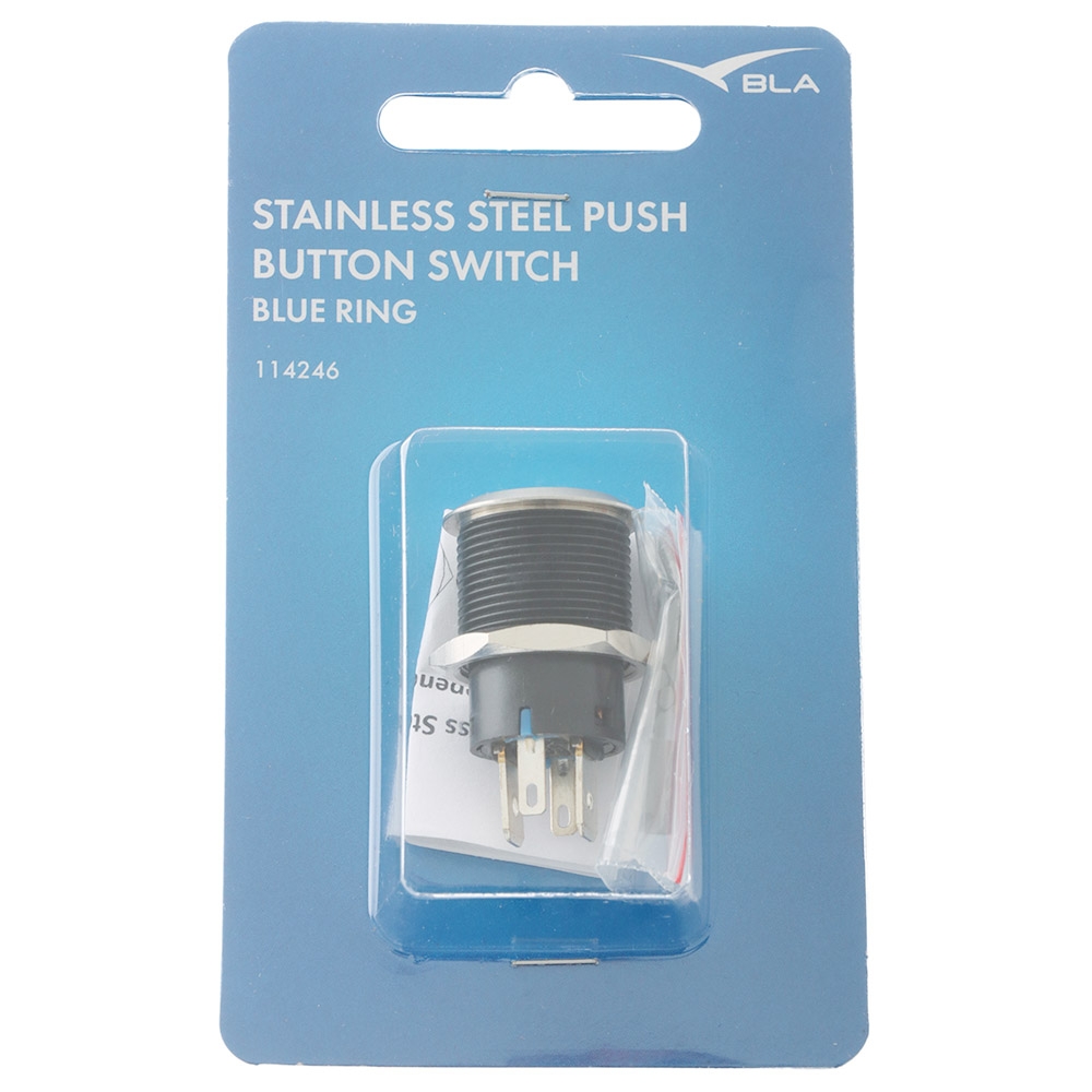 BLA Large Current SS316 Push Button Switch 12V 20A Blue On-Off