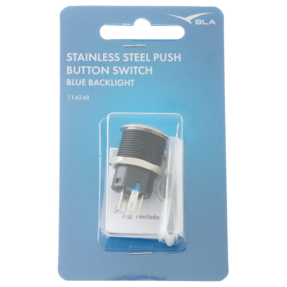 BLA Large Current SS316 Push Button Switch 12V 20A Blue Backlight