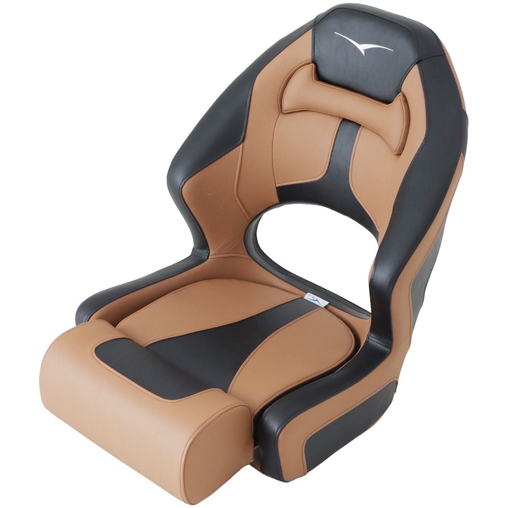 BLA Striker Bucket Boat Seat with Flip-Up Bolster Black/Tan