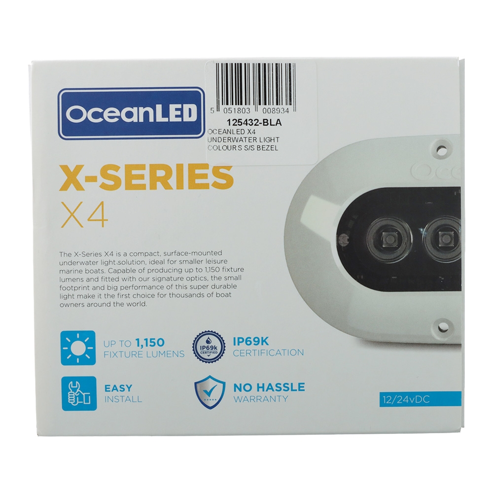 OceanLED X-Series X4 Colours Underwater Light with Stainless Steel Bezel 12V/24V 1150LM