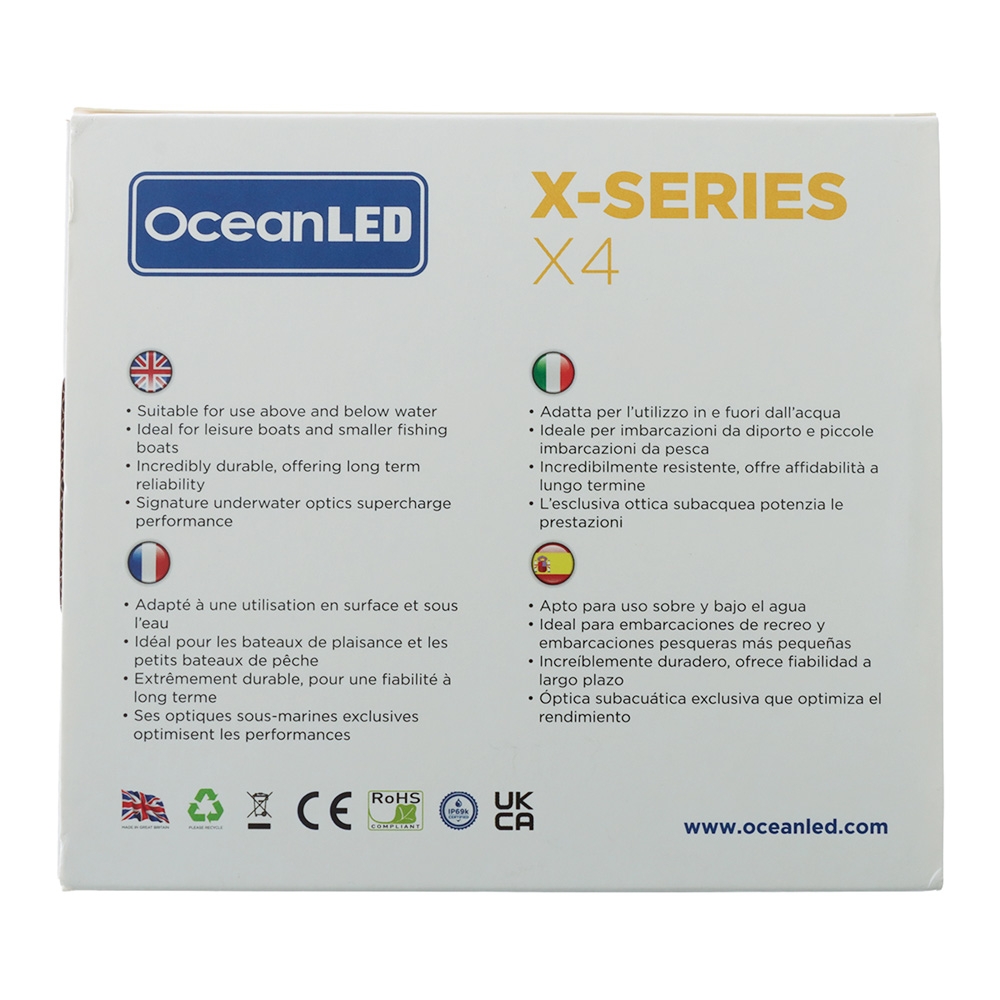OceanLED X-Series X4 Colours Underwater Light with Stainless Steel Bezel 12V/24V 1150LM