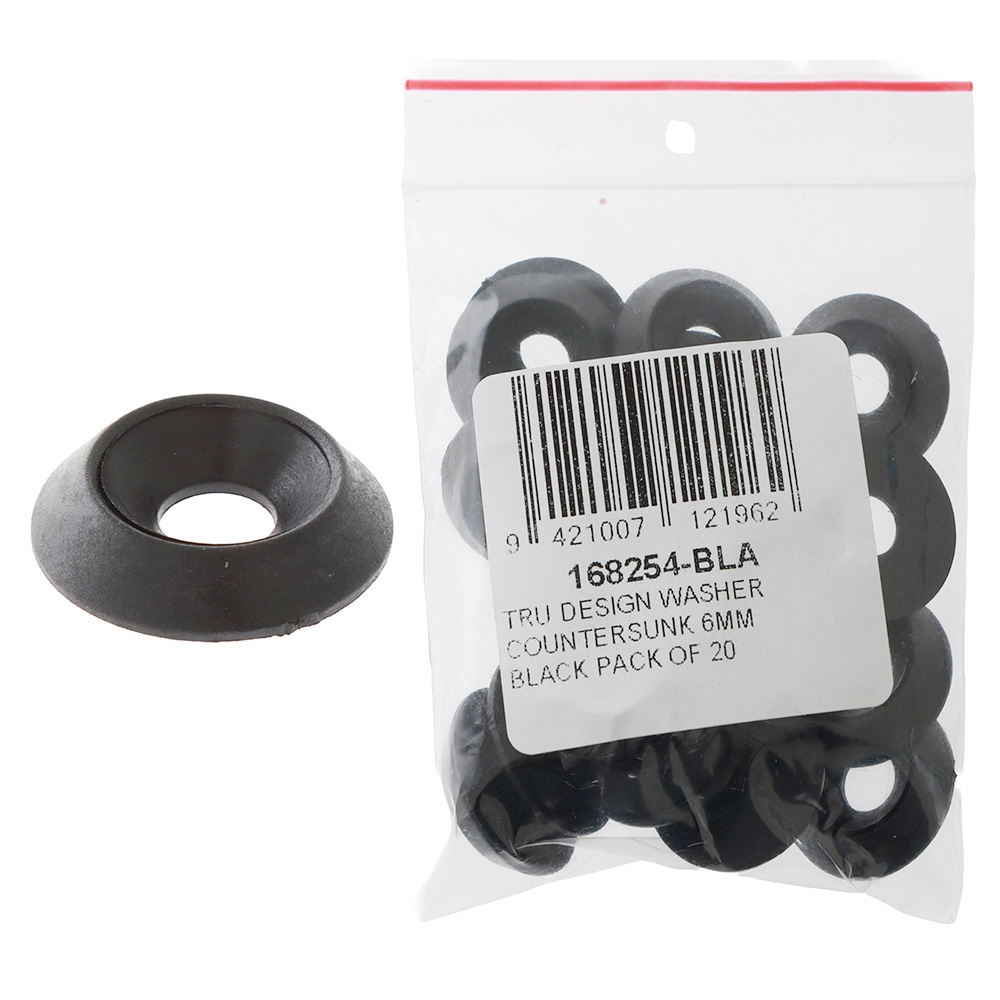 TruDesign Countersunk Washers 6mm Black Qty 20