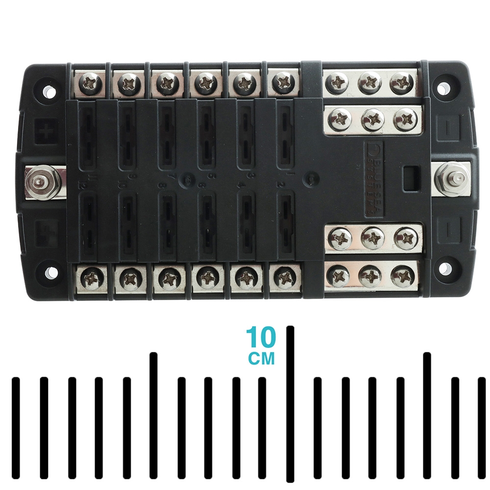 Blue Sea ST-Blade Fuse Block 12 Circuits with Negative Bus and Cover (No Retail Packaging)