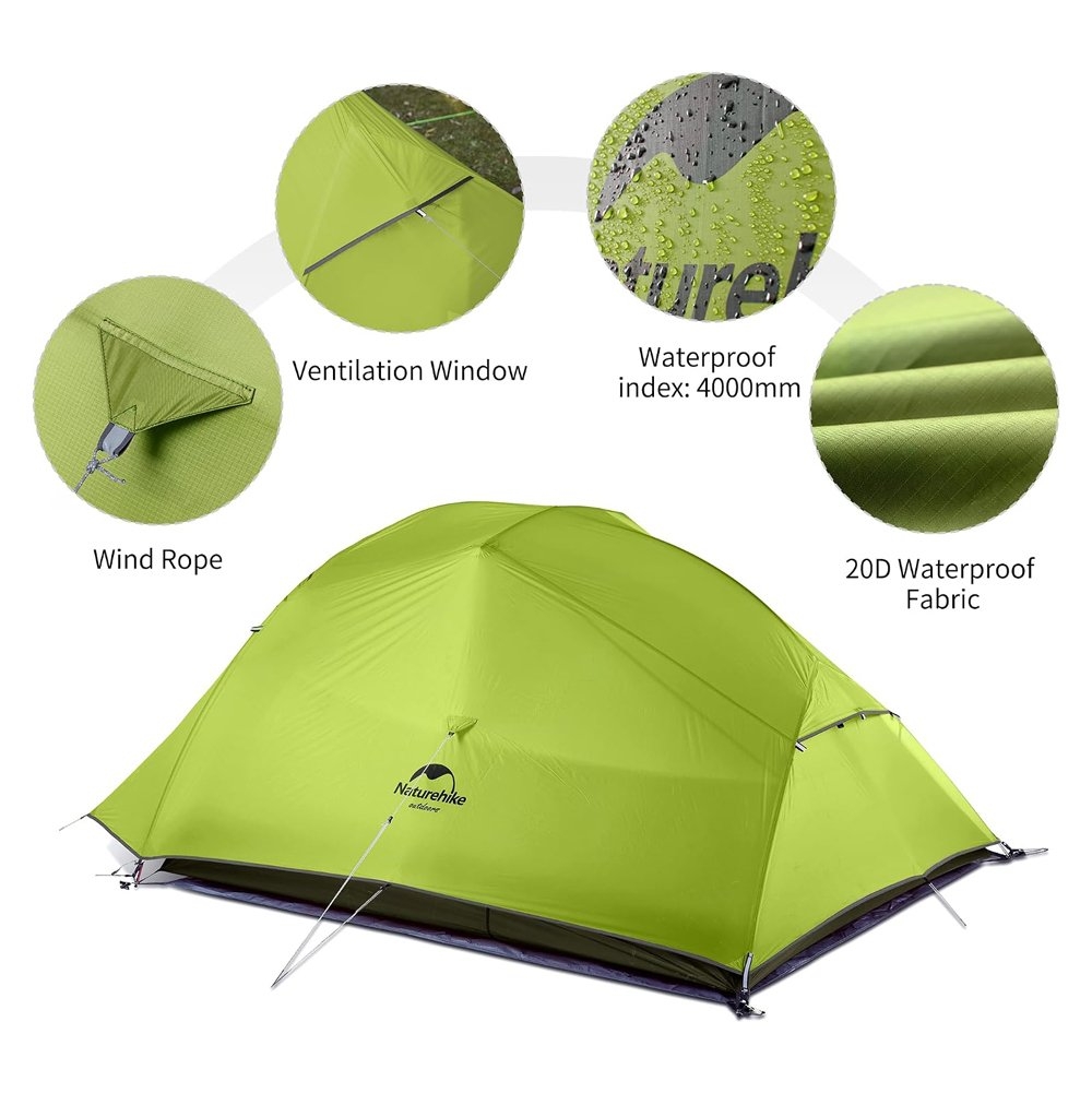 Naturehike Cloud Up 3-Person Ultralight Backpacking Tent Mustard Green