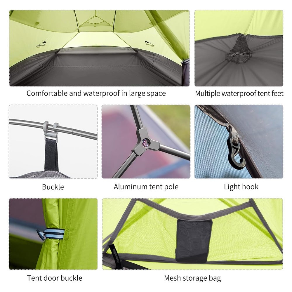 Naturehike Cloud Up 3-Person Ultralight Backpacking Tent Mustard Green