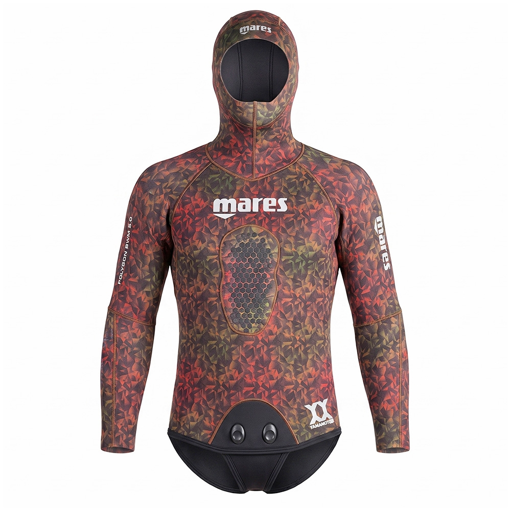 Mares Polygon 5.0 Open Cell Mens Spearfishing Wetsuit Jacket 5mm Indigo Brown Camo Large