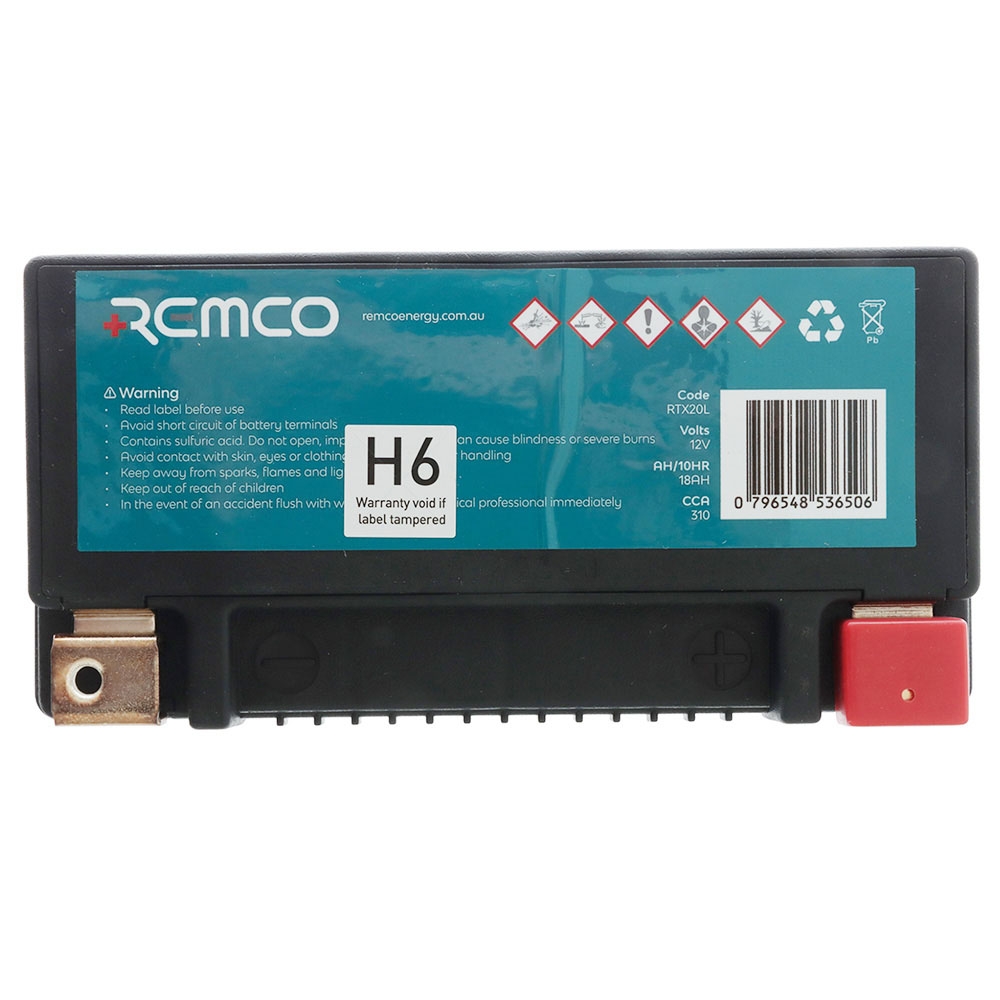 Remco RTX20L AGM Power Sports XTRA Battery 12V 18Ah 310 CCA