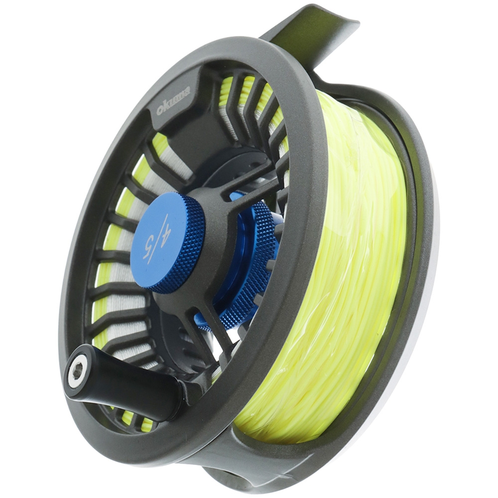 Okuma Integrity 4/5 Fly Reel Spooled WF5 Line, 4X 9ft Tippet and 100yd Backing