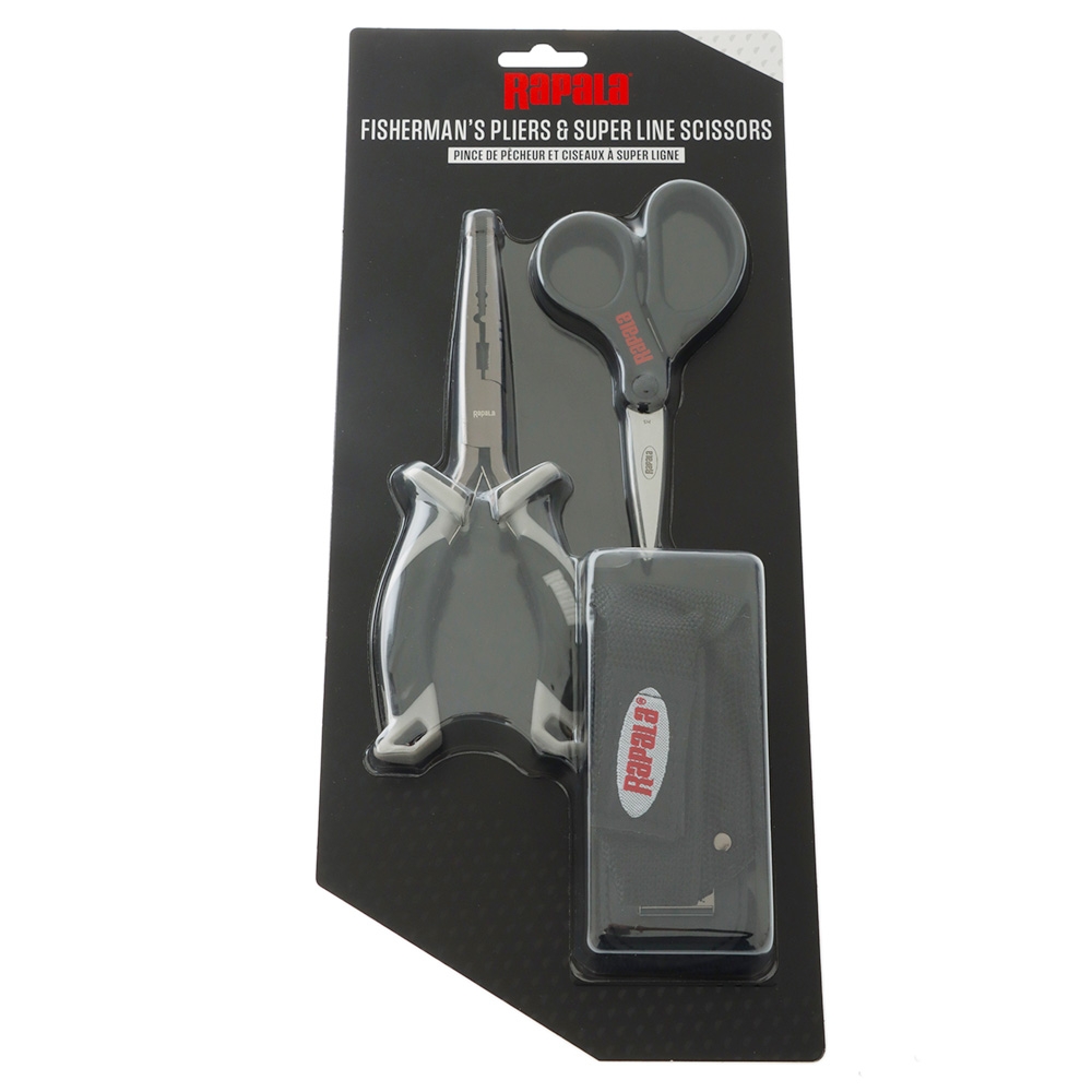 Rapala Fisherman's 16cm Pliers and Super Line Scissors with Sheath