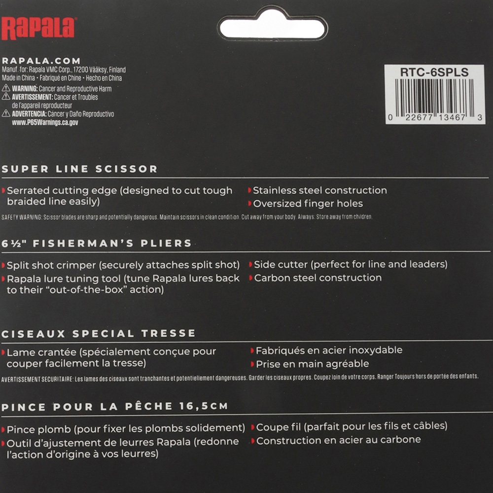 Rapala Fisherman's 16cm Pliers and Super Line Scissors with Sheath