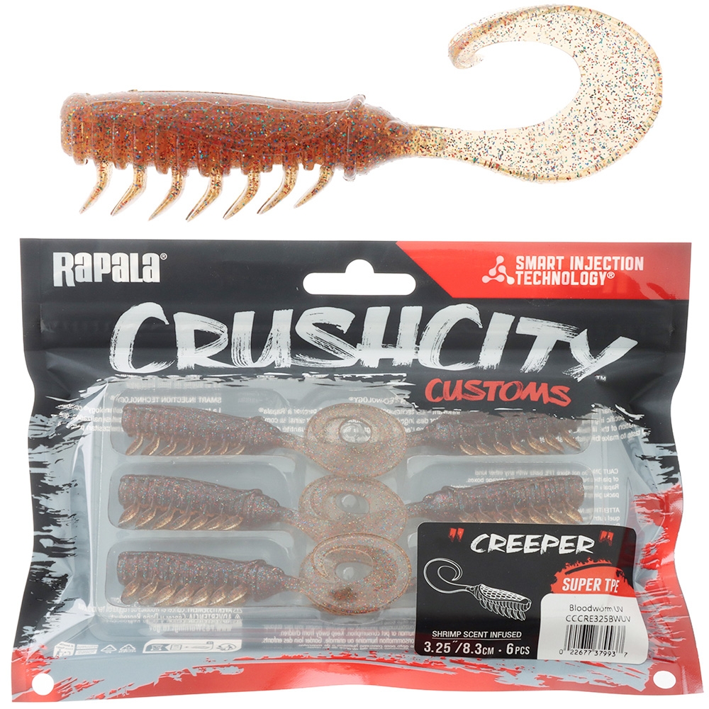 Rapala CrushCity Creeper Soft Bait 8.25cm Qty 6 Bloodworm UV