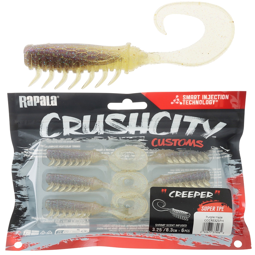 Rapala CrushCity Creeper Soft Bait 8.25cm Qty 6 Purple Haze
