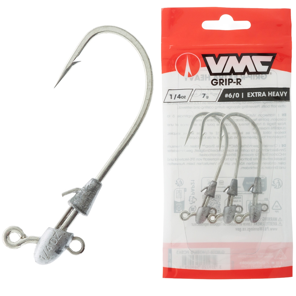 VMC Grip-R Extra Heavy Jig Head 1/4oz 6/0 Qty 3