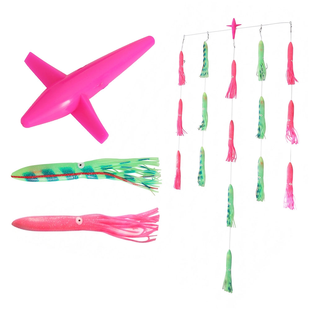 Holiday 16-Piece Squid Spreader Bar Teaser with Bird