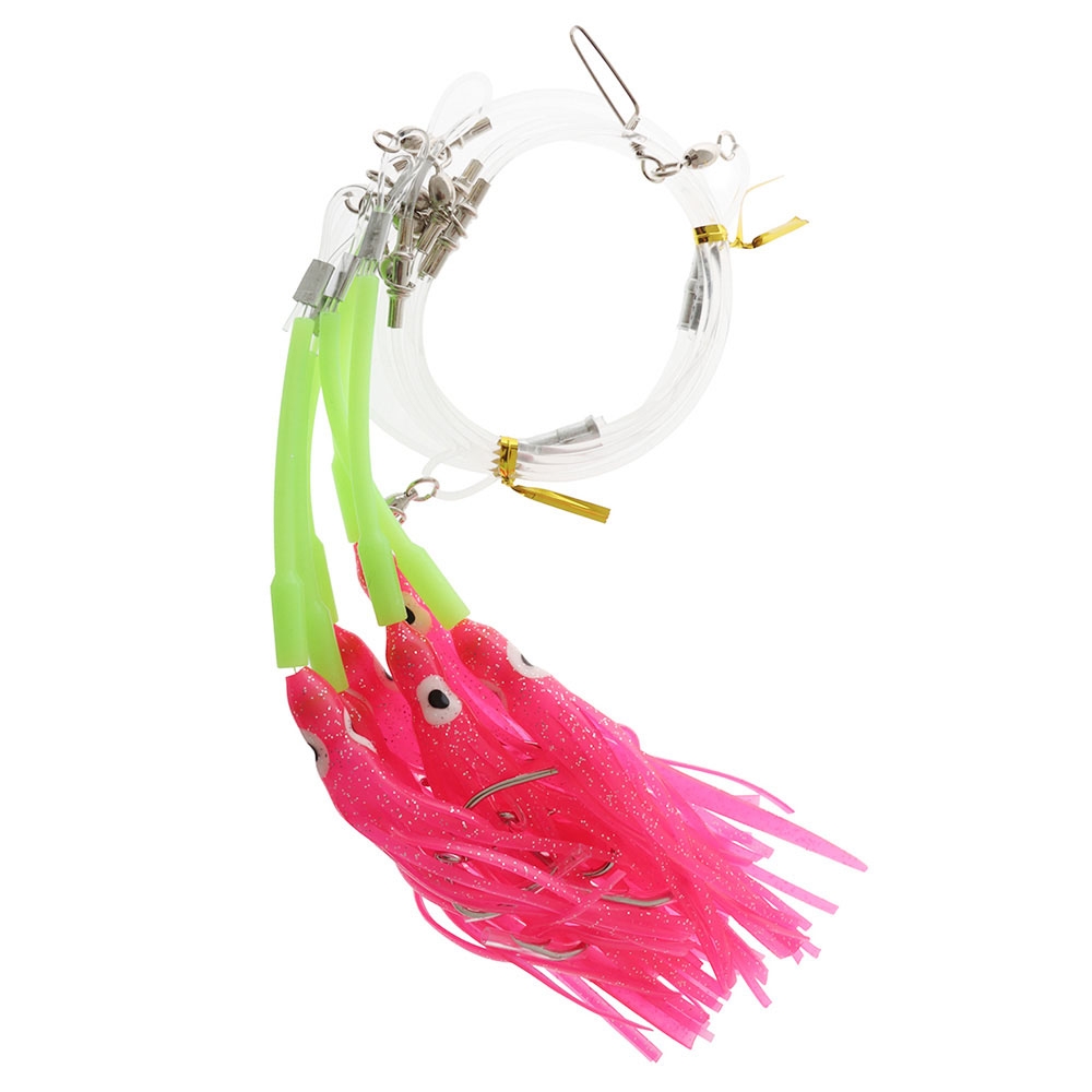 Holiday Lumo 6-Squid Skirt Lure Rig 8/0