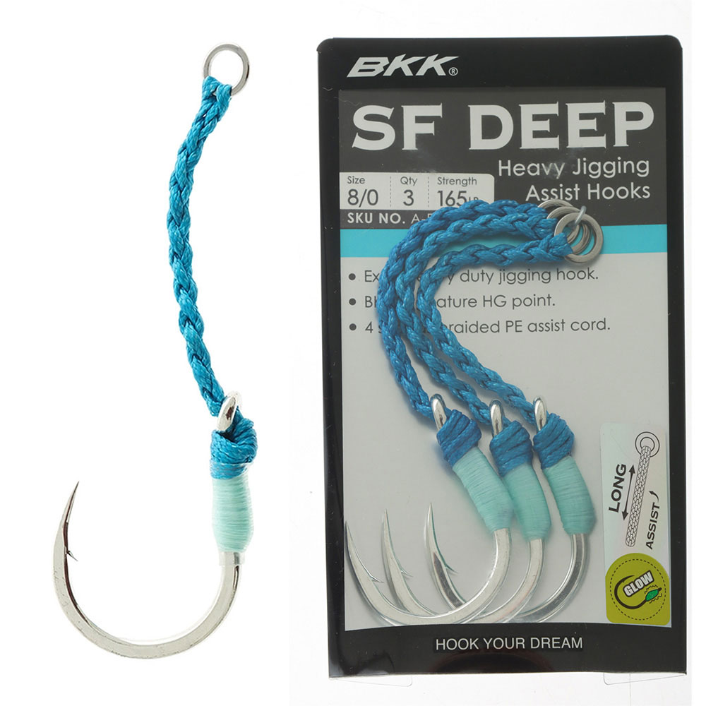 BKK SF Deep-HG Long Jigging Assist Hooks 8/0 Qty 3