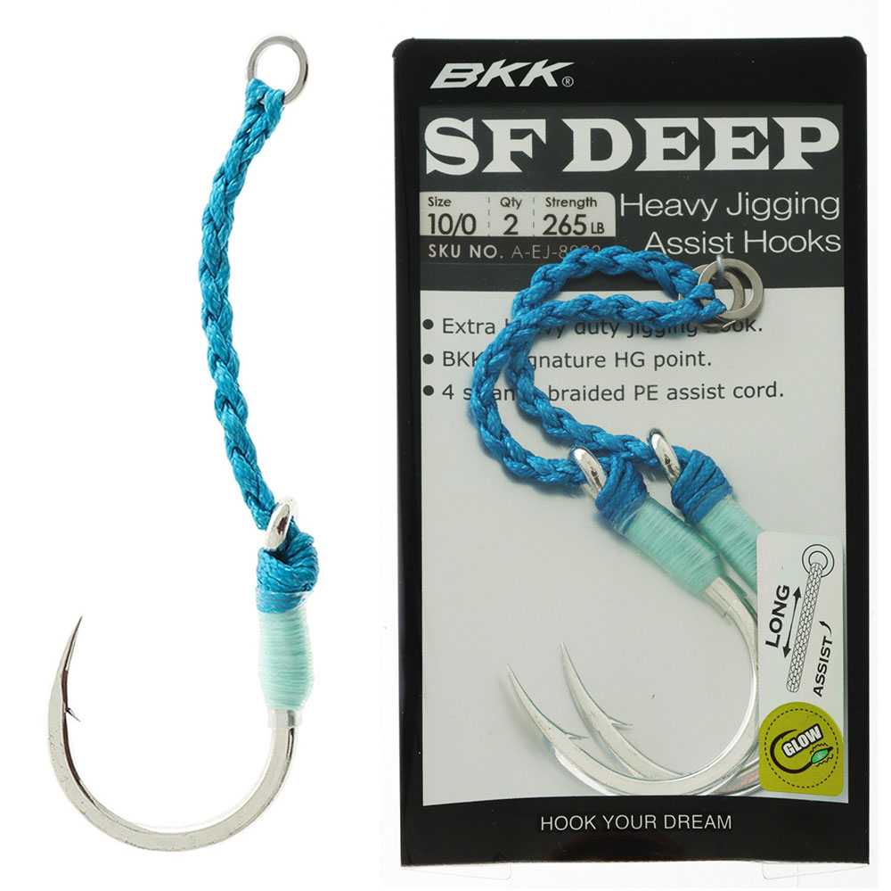 BKK SF Deep-HG Long Jigging Assist Hooks 10/0 Qty 2