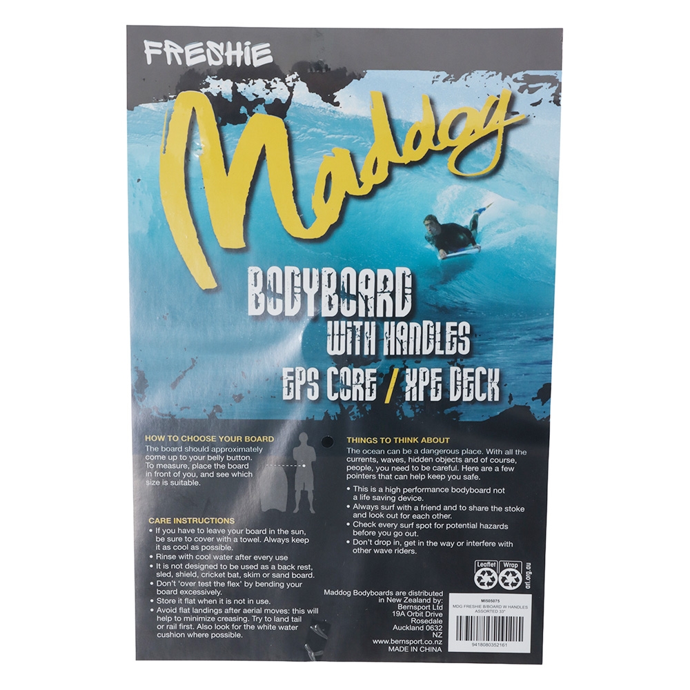 Maddog Freshie Bodyboard with Handles 33in Pink