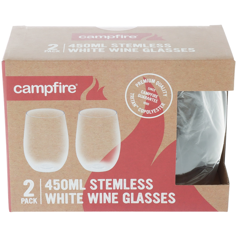 Campfire Tritan Stemless White Wine Glasses 450ml Qty 2