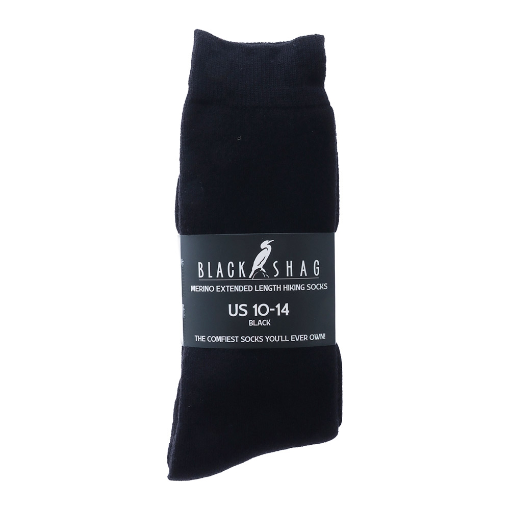 Black Shag Merino Quarter Hiking Socks Black 
