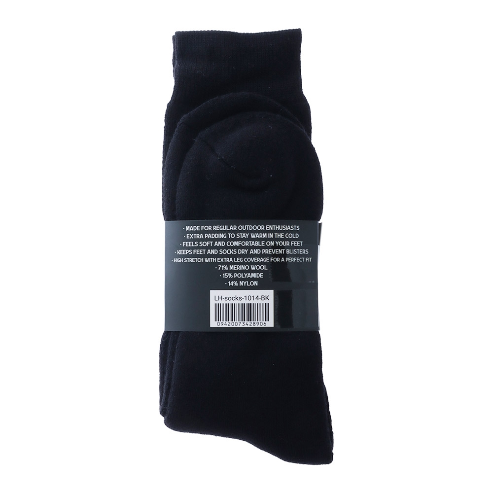 Black Shag Merino Quarter Hiking Socks Black 