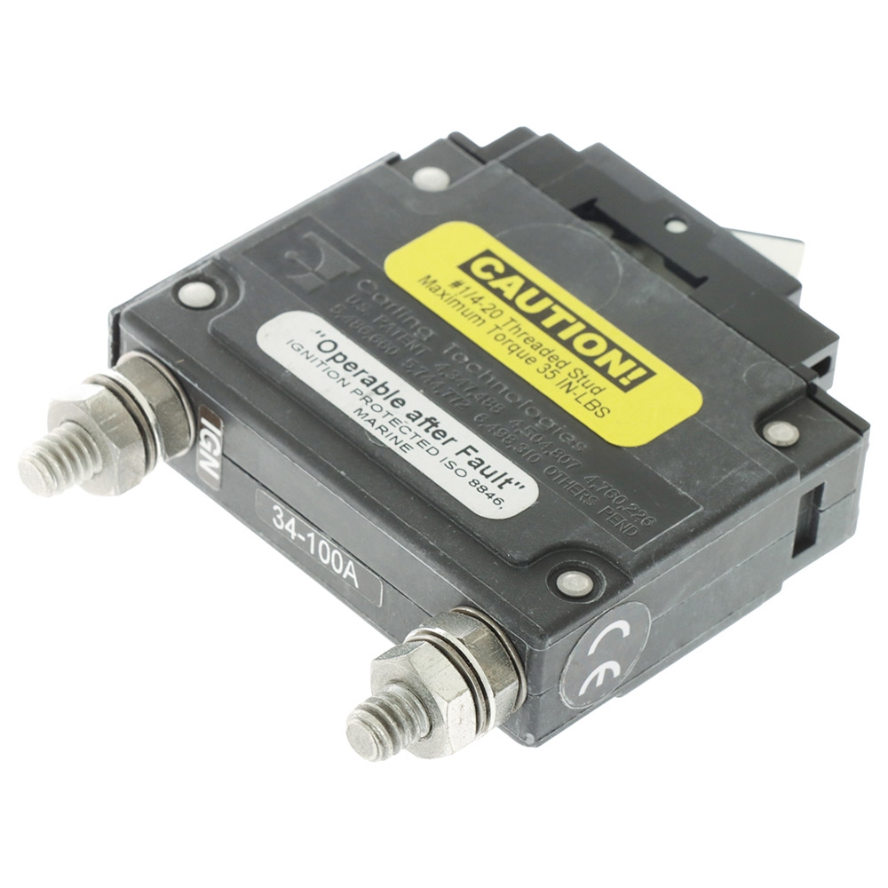 Blue Sea C-Series Flat Rocker Circuit Breaker Single Pole 100A