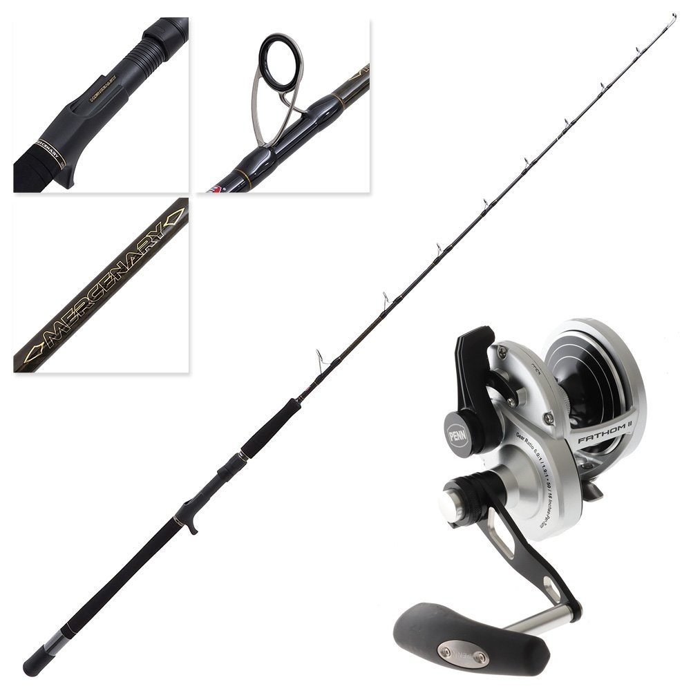 PENN Fathom II 40N Mercenary 2-Speed OH Jigging Combo 5ft 8in PE5-8 350g 1pc