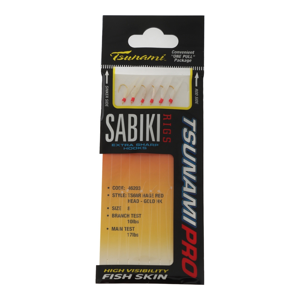 Tsunami Sabiki Rig Size 8 Red Head Gold Hook