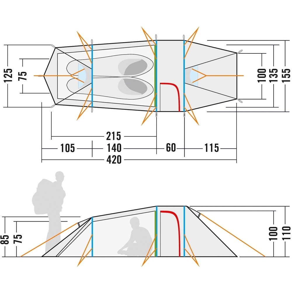 Tatonka Okisba 2 Person Tent with Vestibule Green