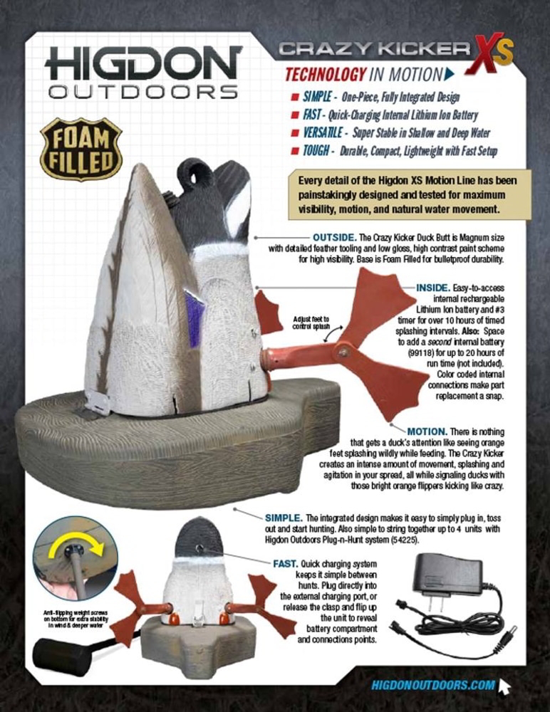 Higdon XS Crazy Kicker Mallard Drake Motion Decoy with Timer