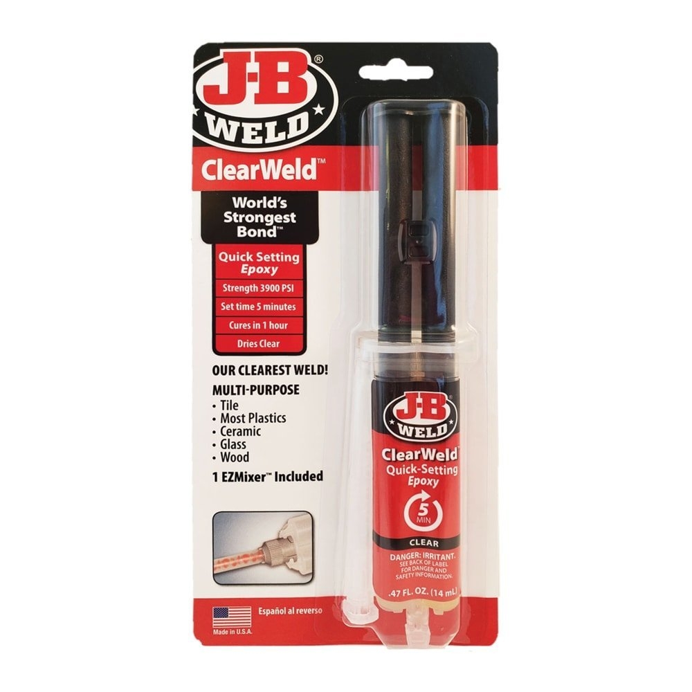 J-B Weld ClearWeld Quick Setting Epoxy Syringe with Mixer 14ml