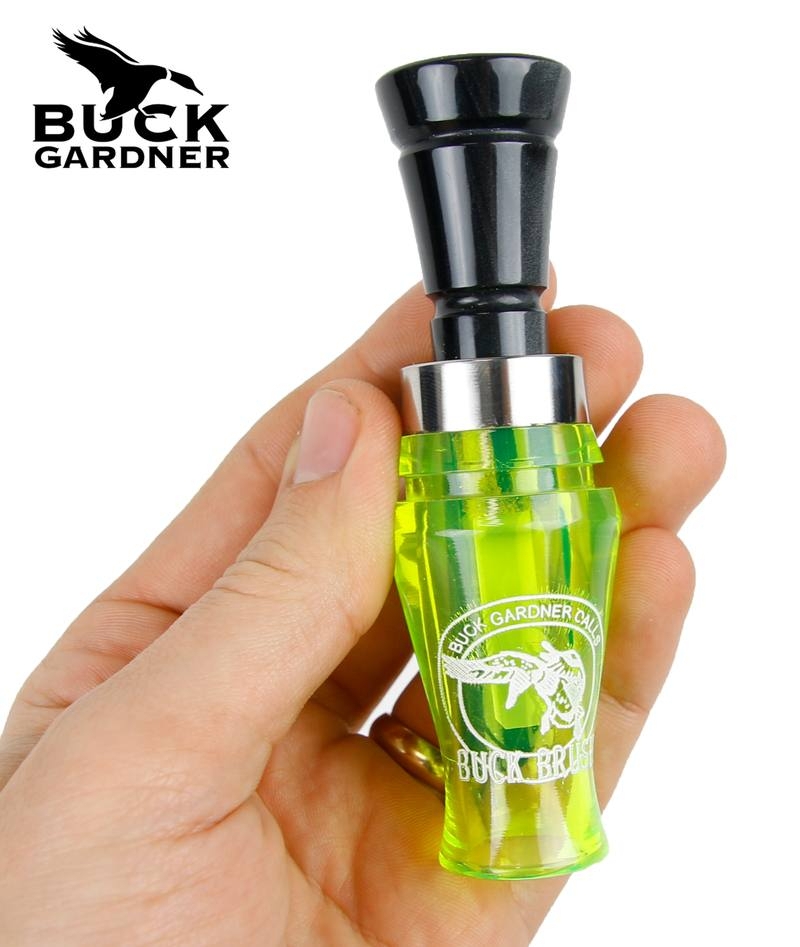Buck Gardner Duck Call Buck Brush Single Reed Acrylic Black/Fluro Green So