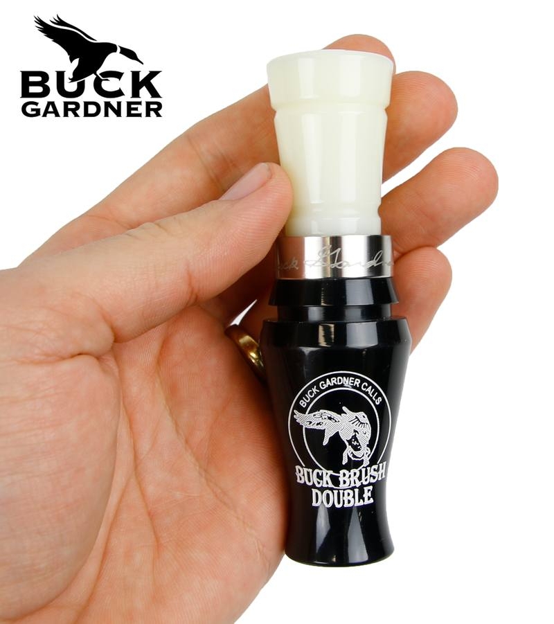 Buck Gardner Acrylic Buck Brush Double Reed Duck Call White/Black